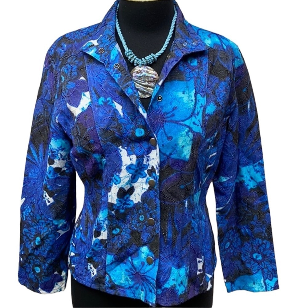 Chico’s Floral Blue Jacket